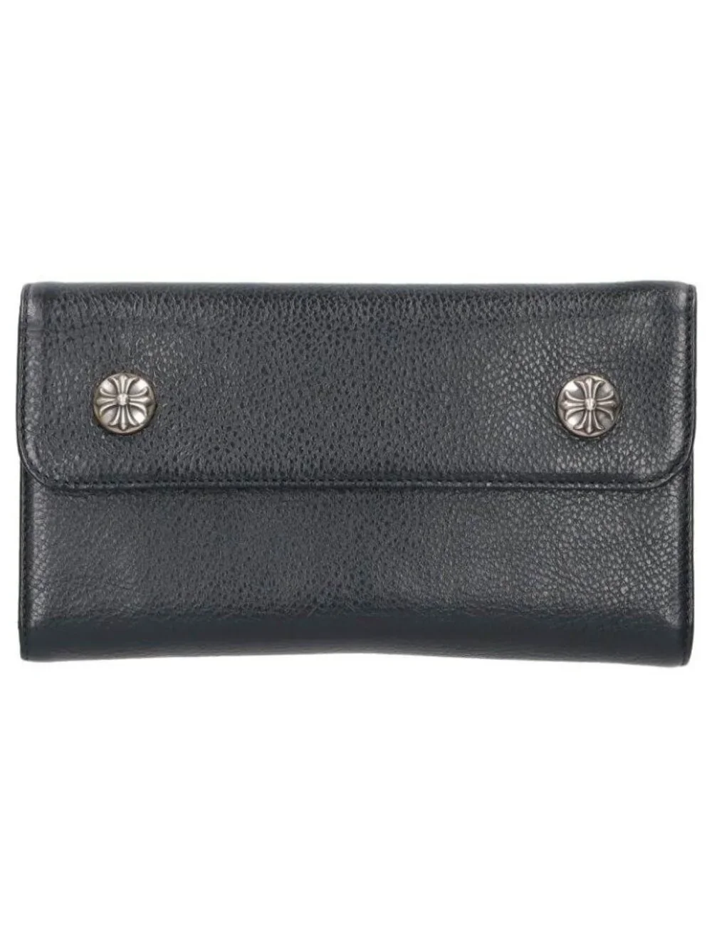 Chrome Hearts Wave Cross Ball Button Leather Wallet